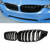 BMW 4 Series F32 F33 F36 F80 Gloss Black Dual Slat Kidney Grille (2014-2020)