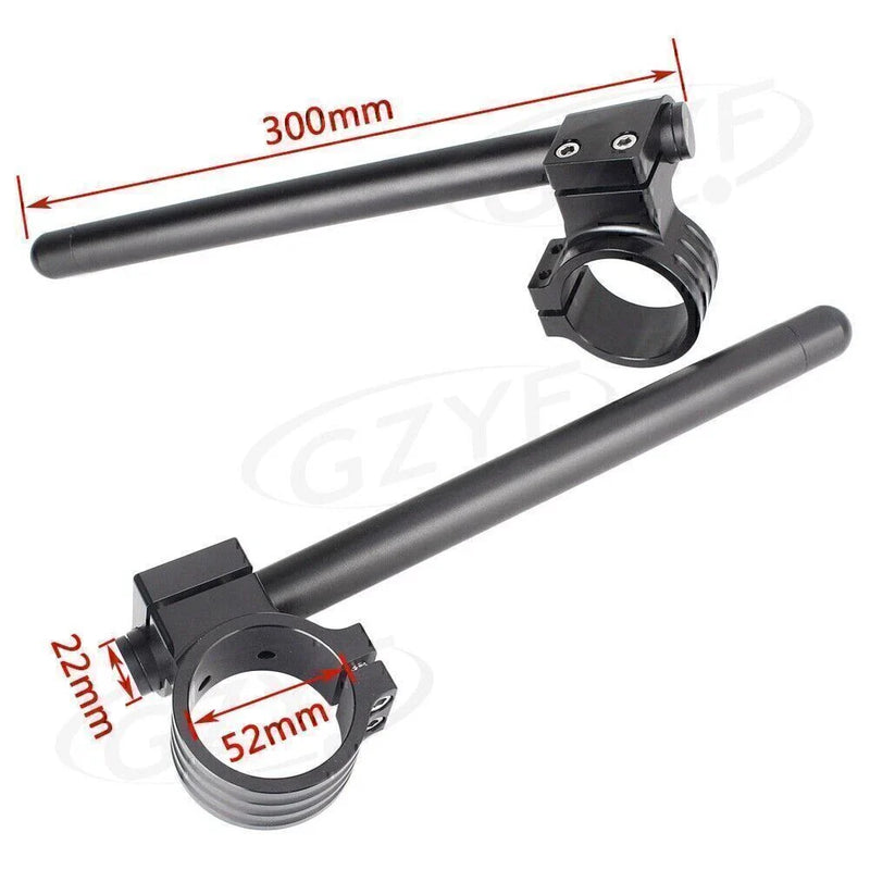 Motorcycle - Black 52mm Clip On Handlebar Fork Tubes (Universal)