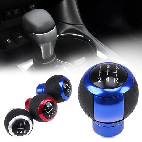 Car Manual Shifter with 3 Adapters Blue Round 5 Speed Gear Shift Knob