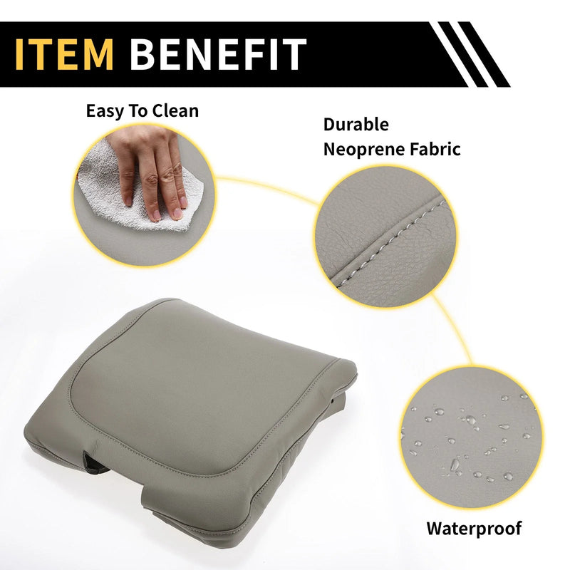Dodge Ram Center Console Armrest Cover Microfiber Leather Grey