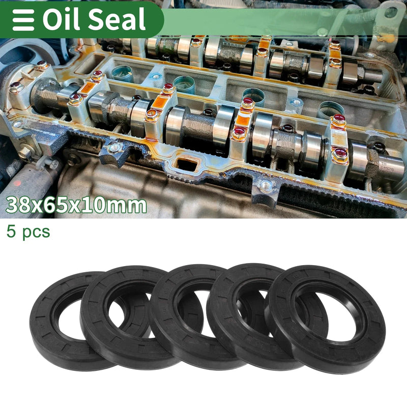 Oil Seal 38x65x10mm NBR Rubber Black 5 Pcs