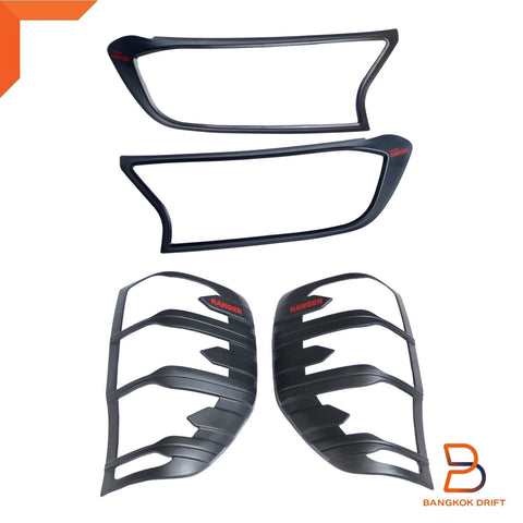 Ford Ranger T6 Matte Black Headlight Taillight Covers Trim (2015-2021)