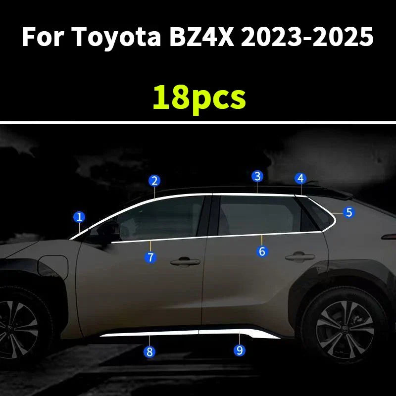 Toyota BZ4X 18X Chrome Steel Car Door Side Molding Cover Trim (2023–2025)
