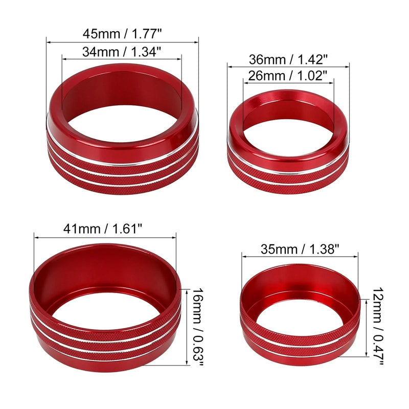 Dodge Challenger Charger 3 x Car AC Climate Control Ring Knob Trim Covers