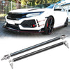 Honda 8" Black Adjustable Front Bumper Lip Splitter Strut Rods
