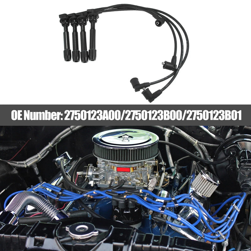 Hyundai Elantra (1996-2009) Black 4pcs Spark Plug Ignition Wires