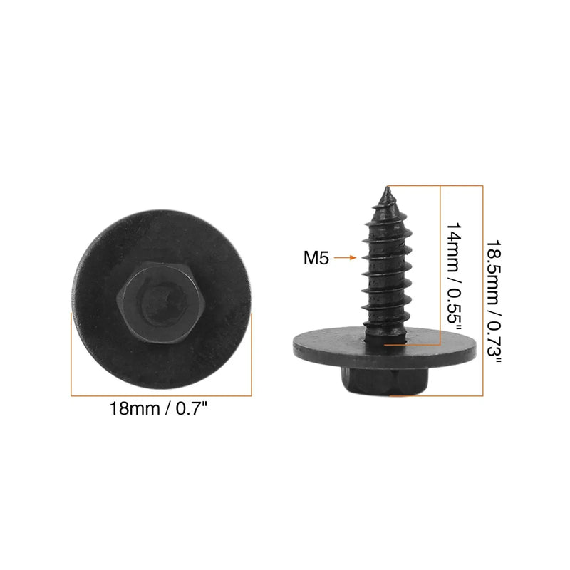 BMW E46 E60 E90 10pcs Black Hex Head Metal Screws with Washer