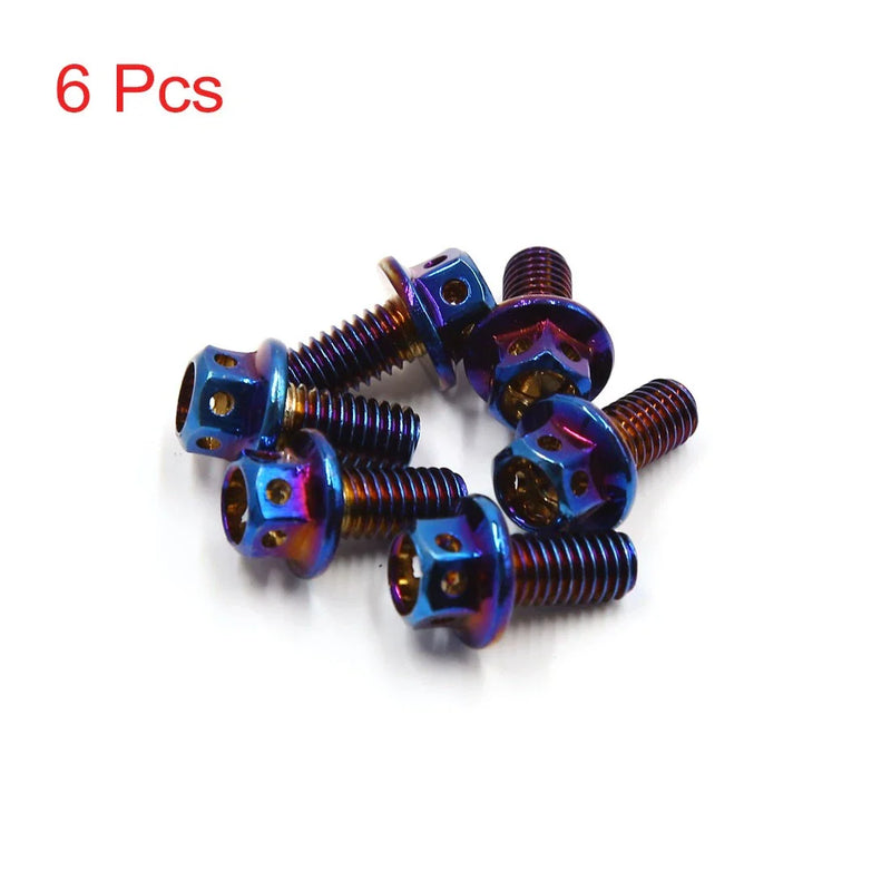 6 x Colorful Titanium Alloy Hexagon Bolts Screws Fastener M6 x 10mm