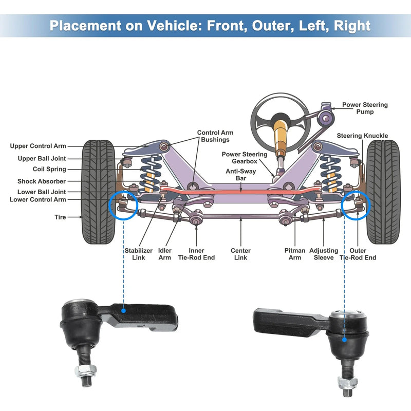 Jeep Liberty 2 x Front Outer Tie Rod Ends (2002-2007)
