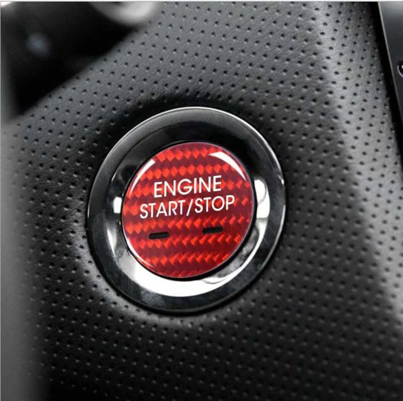 Cadillac XTS CT6 Black Carbon Fiber Engine Start Buttons Cover Cap Trim Fit