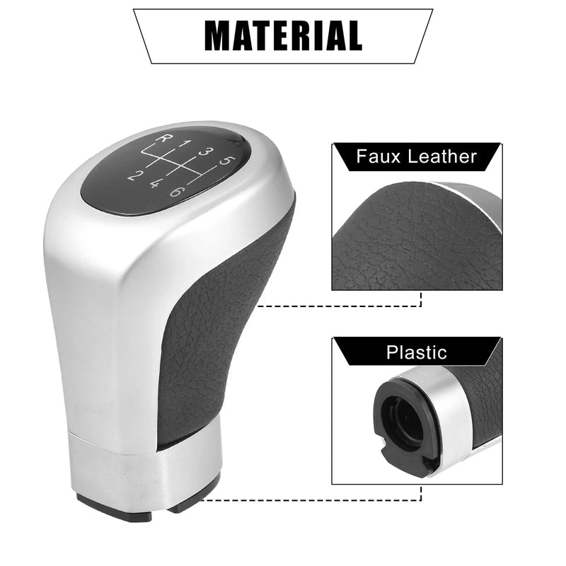 BMW 1 3 Series 6 Speed Gear Shift Knob Head Black Silver (1982-2013)