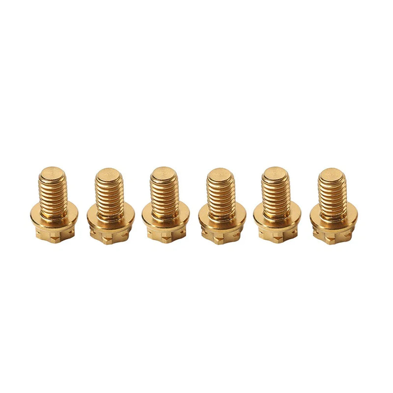 Motor Bike Bicycle Gold 6pcs M6x35mm Titanium Torx Head Flange Bolts