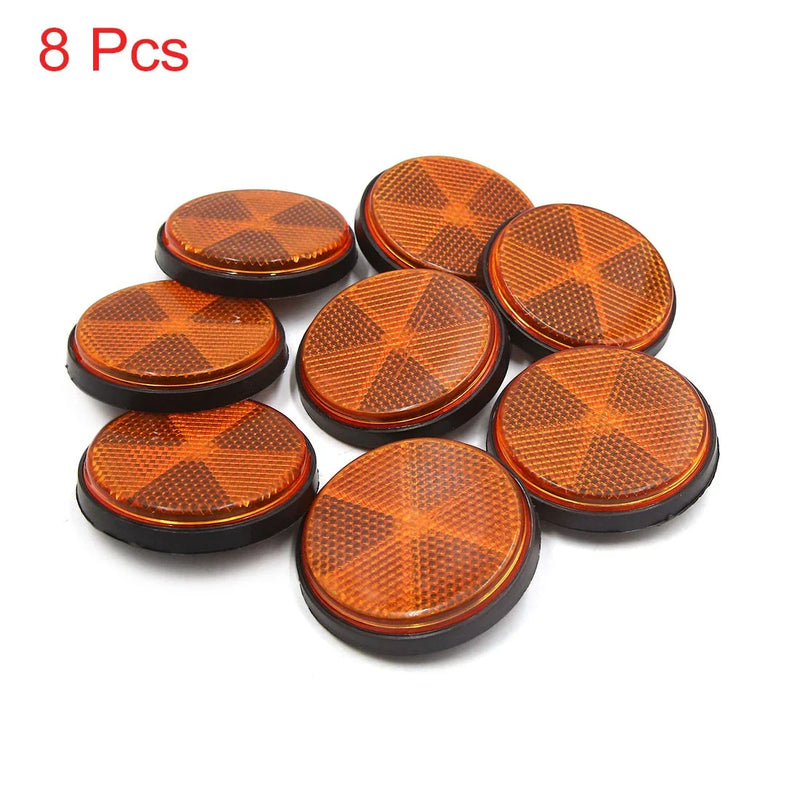 8pcs 6mm Dia Orange Plastic Screw Mount Reflective Motorcycle Warning Reflector