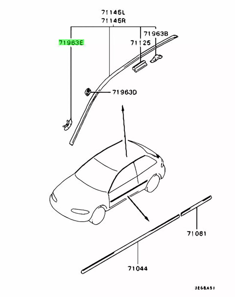 Mitsubishi Colt Lancer Mirage 10 x Blue Roof Moulding Clips (1991-2010)