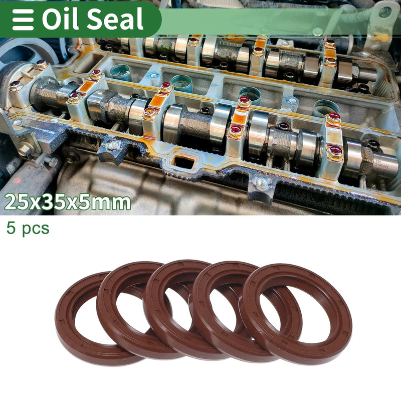 Make Model Oil Seal 25x35x5mm 5 Pcs Seal Ring Rotary Shaft Seal FKM Rubber