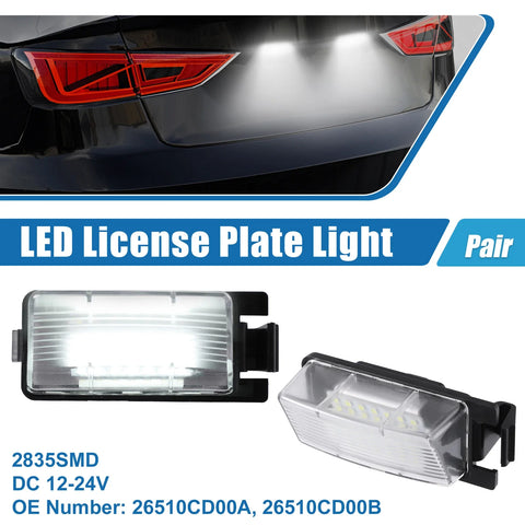 Nissan White LED License Plate Light Assembly