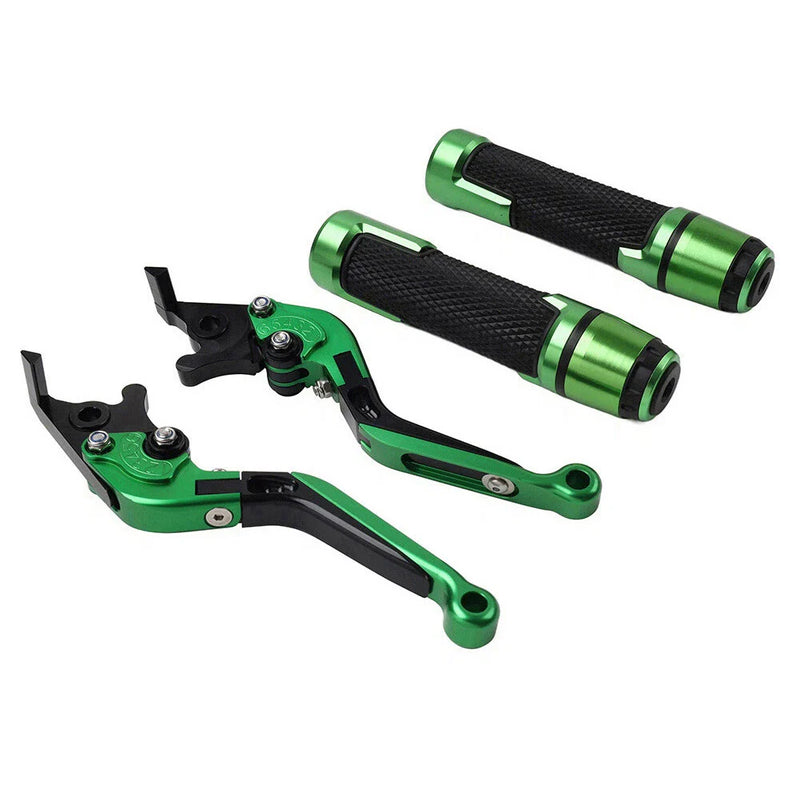 Kawasaki ZX14R Green Extendable Brake Clutch Levers & Handlebar Grips