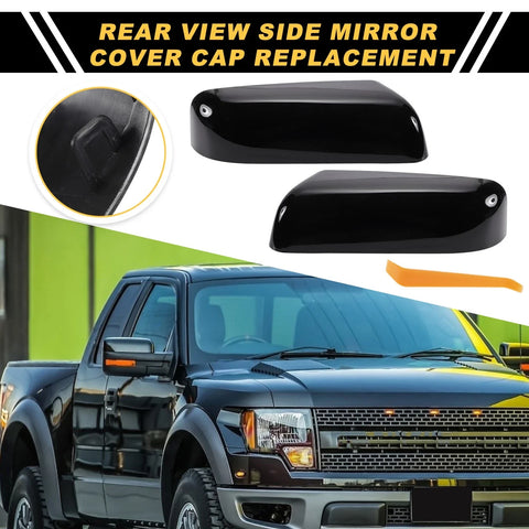 Ford F-150 Gloss Black Left Right Rearview Mirror Covers (2009-2014)