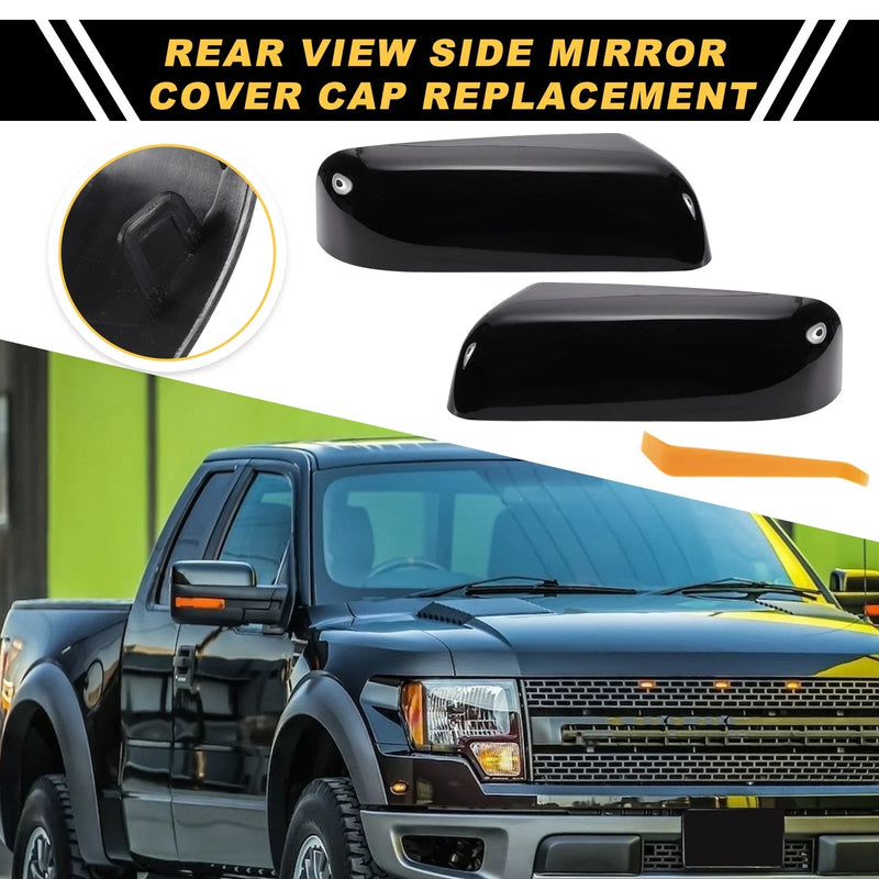 Ford F-150 Gloss Black Left Right Rearview Mirror Covers (2009-2014)