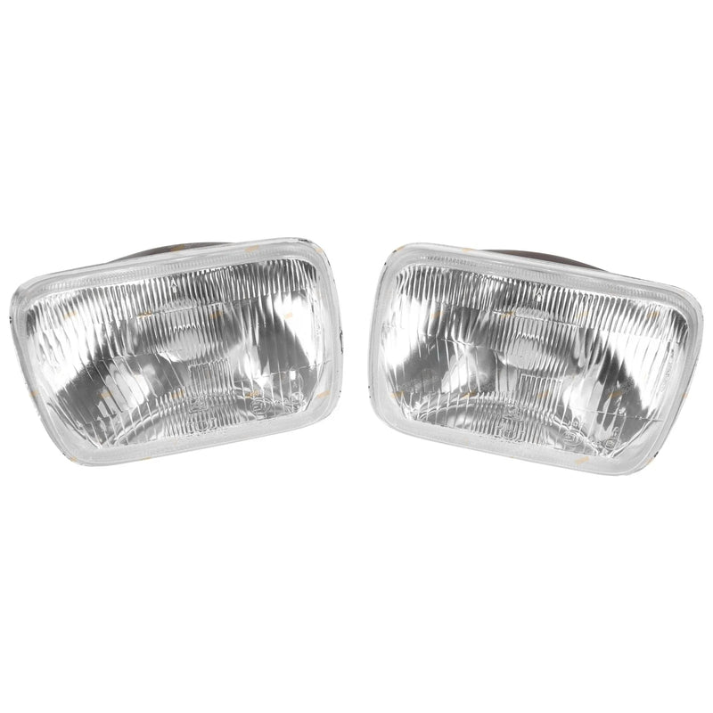 Pair 7x5 Rectangular Headlight Semi Sealed Beam Glass H4 Lamps