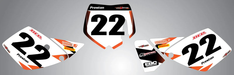 KTM 65 Custom Number Plate Graphics Storm Style Decals (2002-2008)
