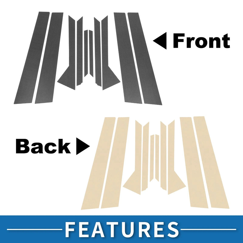 Ford Fiesta (2011-2015) Carbon Fiber Black 10 x Door Pillar Window Trim
