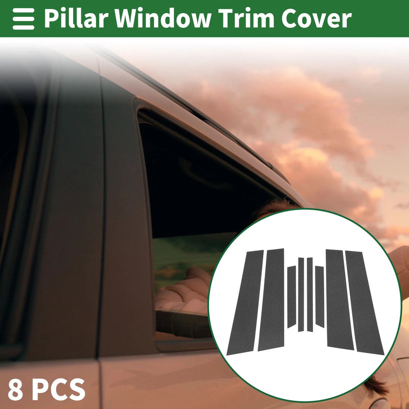 BMW X4 (2014-2018) Carbon Fiber Pattern Black 8 x Door Pillar Window Trim
