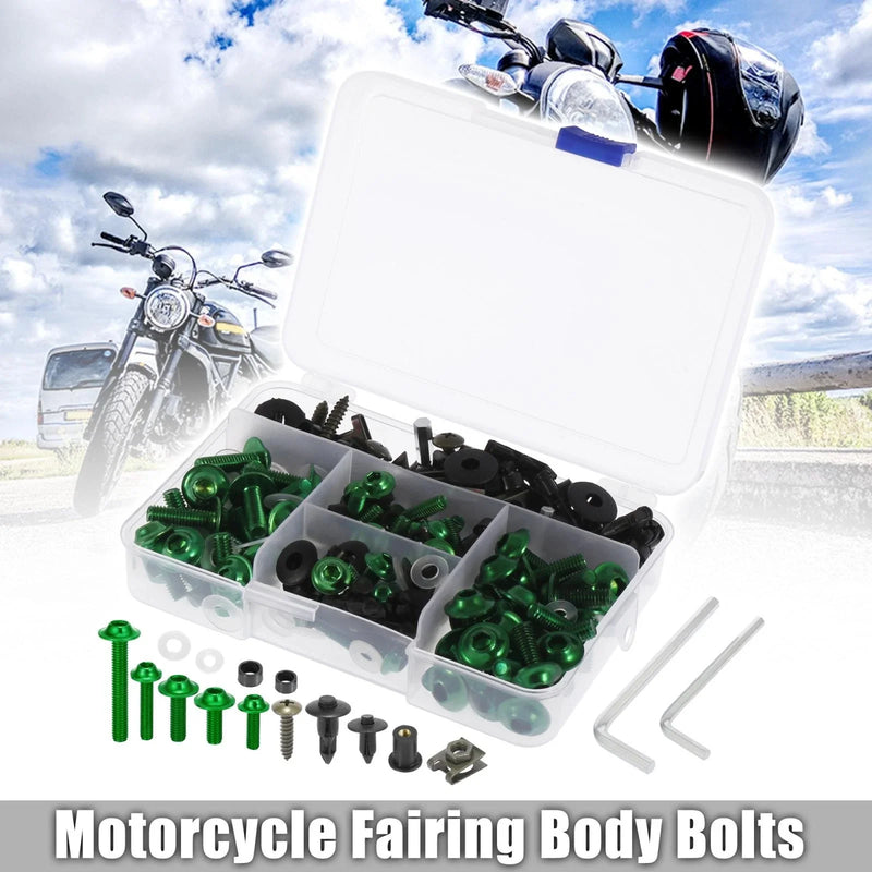 Kawasaki Suzuki 195pcs Motorcycle Fairing Body Bolts Fastener Green