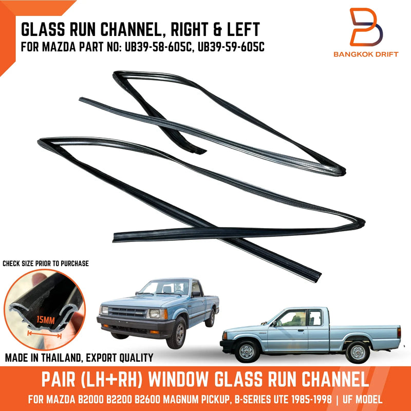 Mazda B-Series B2000 B2200 B2600 Window Glass Run Channel Felt (1986-1993)
