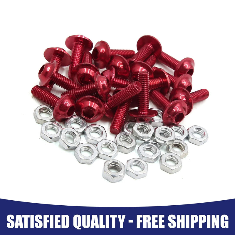 Universal Motorcycle 20 x M6 Red Aluminum Alloy Motorcycle Seat Bolts Screws Nuts