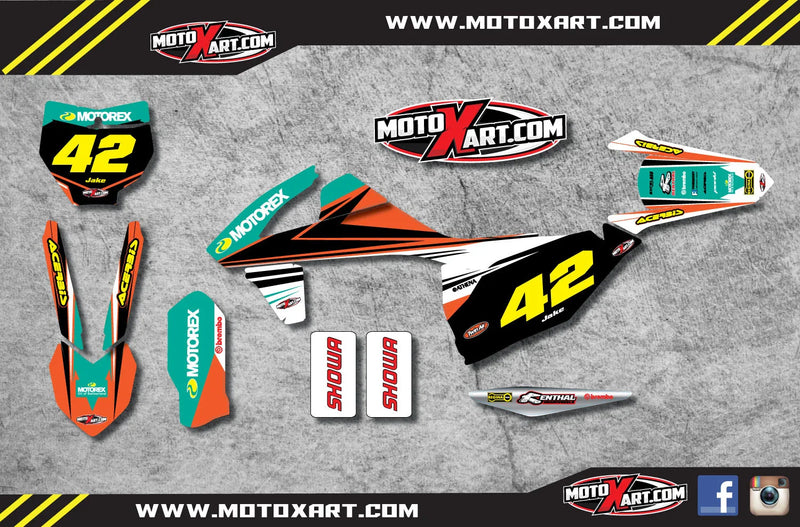 KTM SX SXF 125 250 450 Custom Graphics Full Kit STRIKE Style (2016-2017)