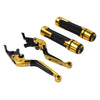 Kawasaki ZX1400 Gold Extendable Brake Clutch Levers & Handlebar Grips (2006-2023)