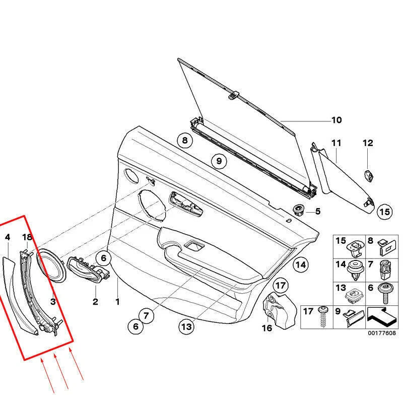 BMW E90 328i 2 x Inner Door Handle Pull Trim & Cover (2007-2013)