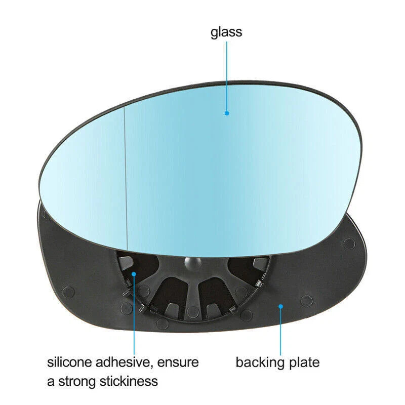 BMW E82 E90 E91 E92 Blue Heated Mirror Glass Driver Left Side (2003-2010)