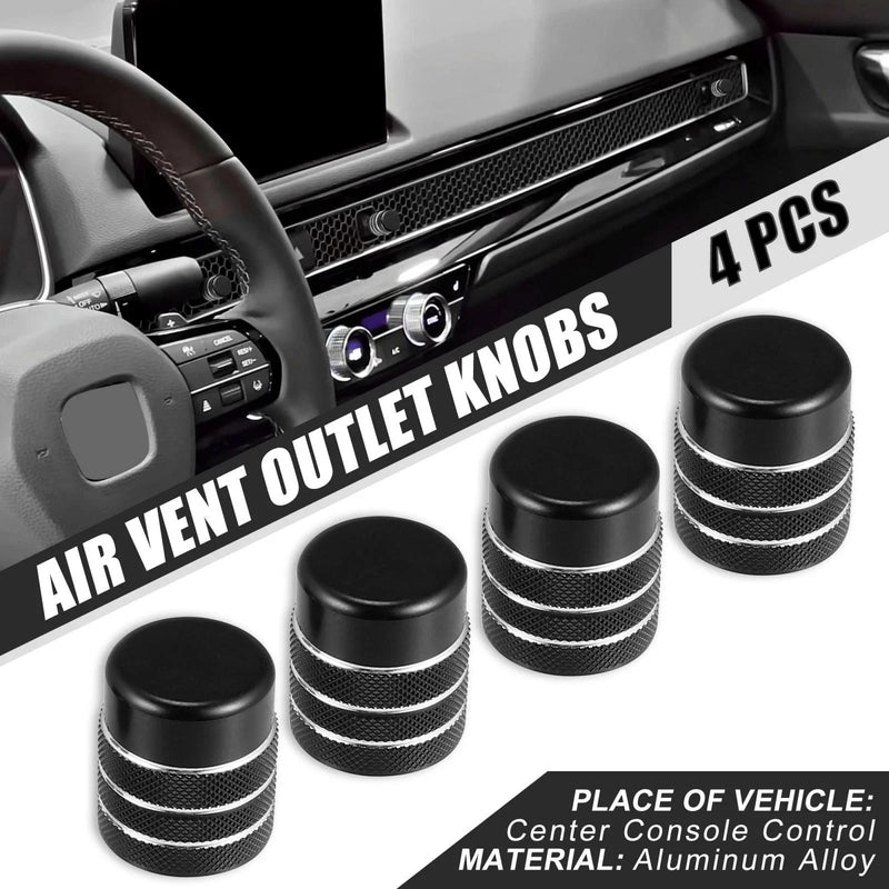 Honda Civic 4 x Aluminum Alloy Black Air Vent Outlet Knob Covers (2016-2021)