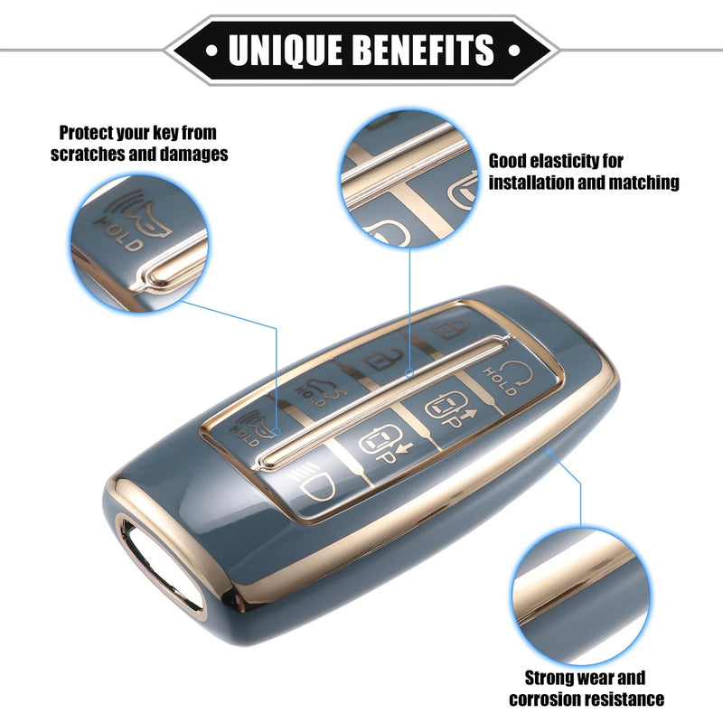 Hyundai G80 GV80 8 Button TPU Blue Keyless Smart Key Fob Case (2021-2023)