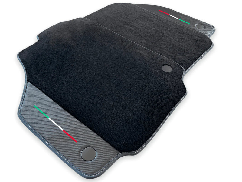 Ferrari F8 Tributo Black Carbon Leather Tailored Carpets Floor Mats