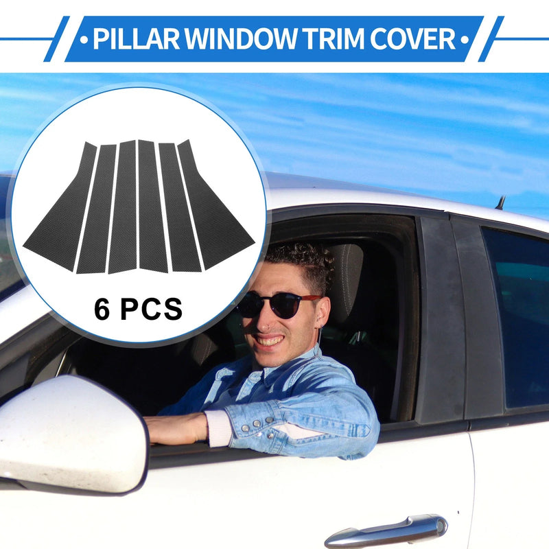 Hyundai Santa Fe (2013-2018) Carbon Fiber 6 Pcs Door Pillar Window Trim