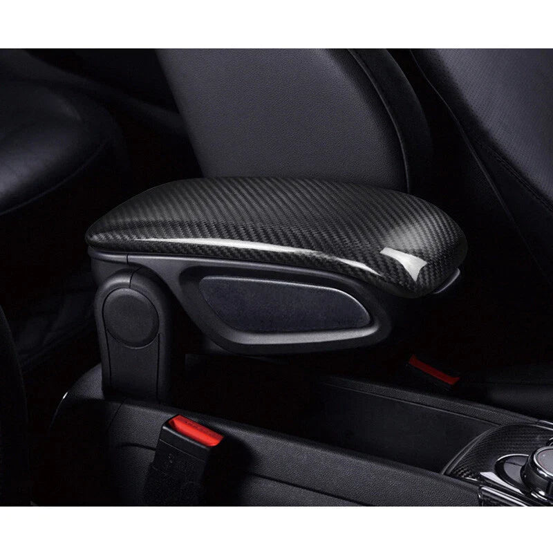 Mini Countryman F60 2017-22 Real Carbon Fiber Armrest Storage Box Cover Trim