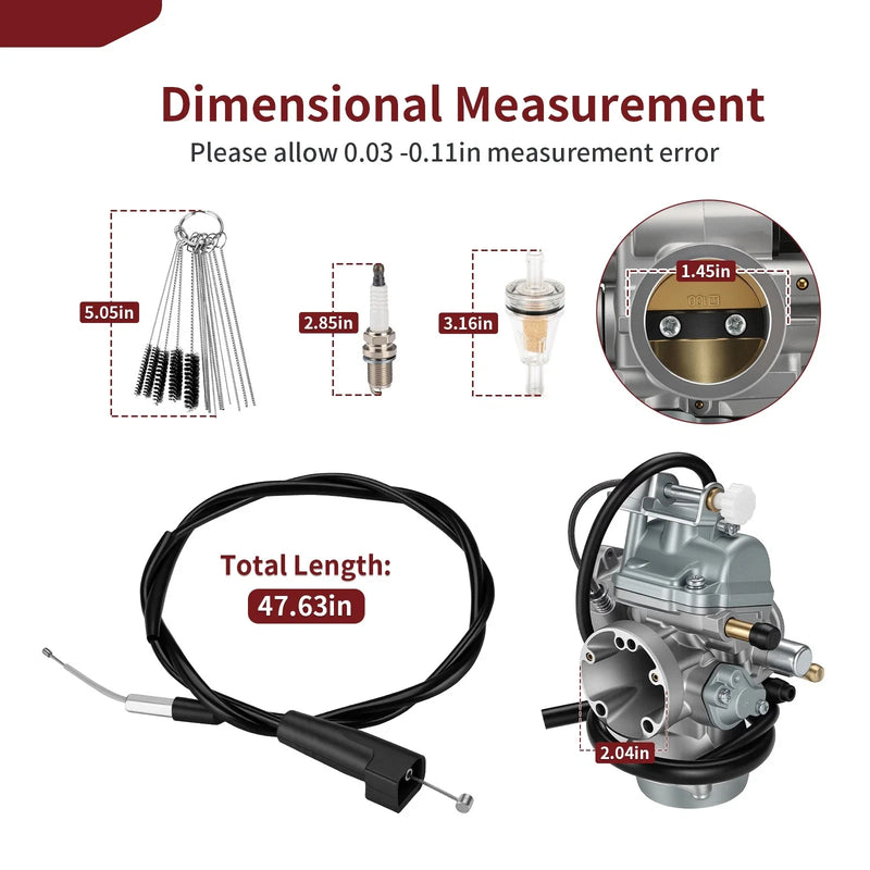 Suzuki Ozark 250 Carburetor & Throttle Cable 2x4 (2002–2007)