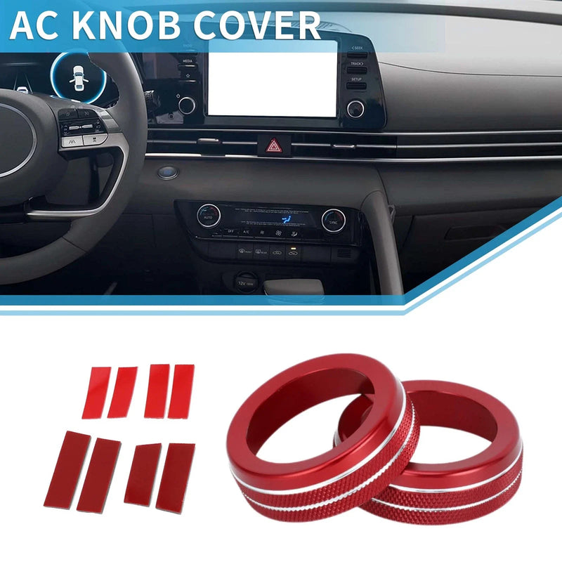 Hyundai Elantra (2021-2024) 2 x Red AC Climate Heater Switch Knob Cover Ring