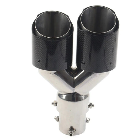 Car - Outlet 89mm Y Shape Double Exit Exhaust Muffler Tip