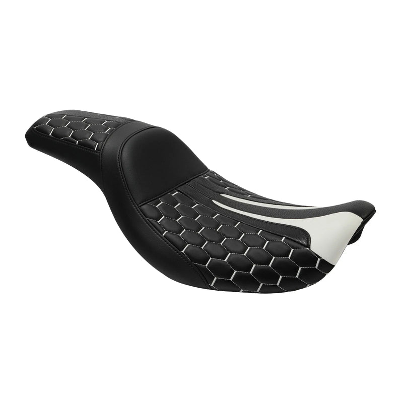 Harley Dyna Street Bob Black & White Driver Passenger Seat (2006-2017)