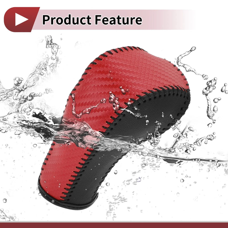 Chevrolet Cruze Gear Shift Knob Cover Red Carbon Fiber Black Faux Leather