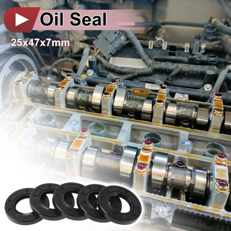 Rotary Shaft Seal 25x47x7mm Black 5 Pcs Oil Seal Nitrile 70 Durometer