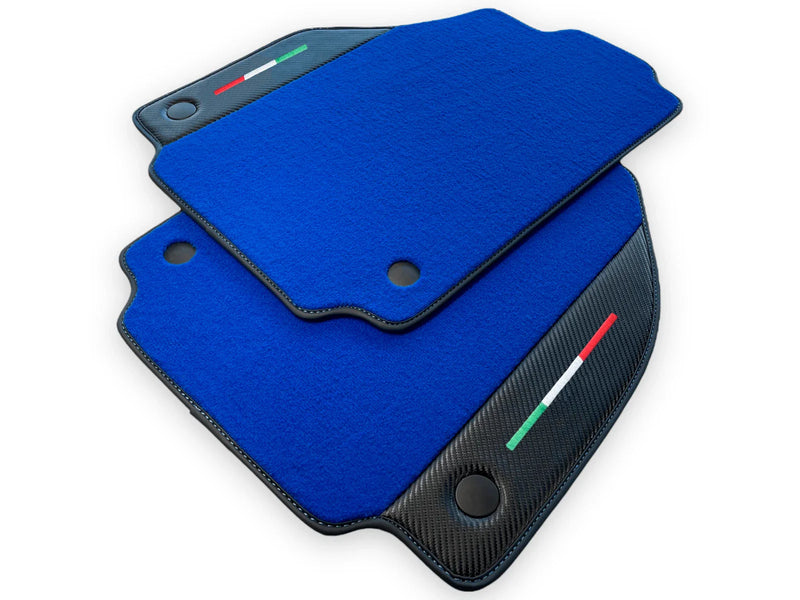 Ferrari 488 Spider - Carbon Fiber Leather Blue Floor Mats (2015-2020)