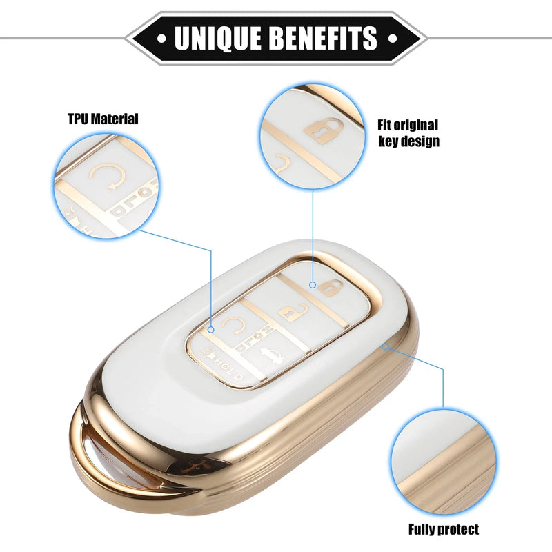 Honda Accord Civic 5 x Button Key Fob Shell Covers with Keychain Set