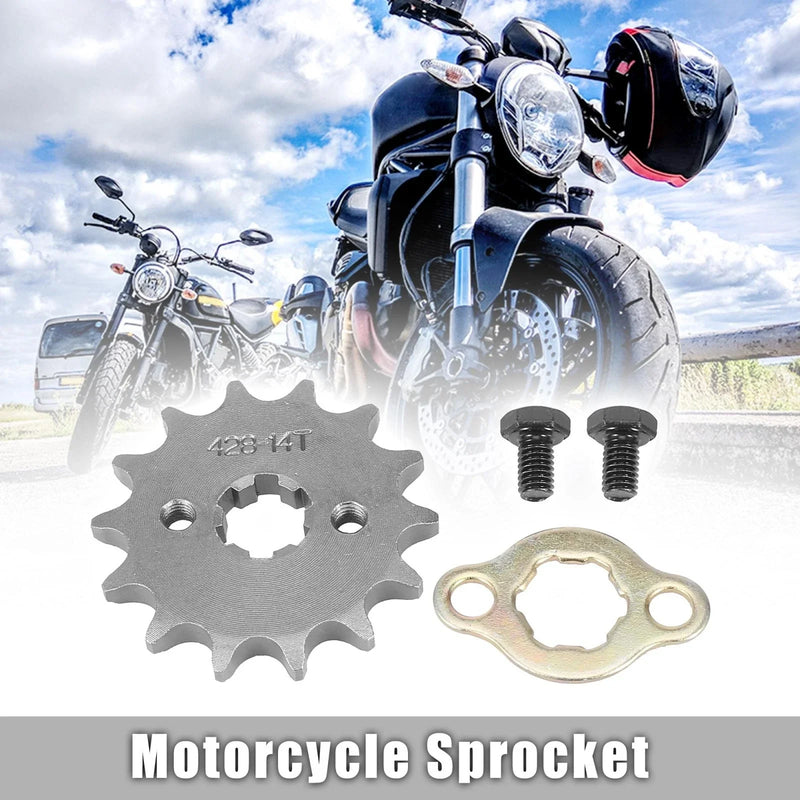 Dirt Bike 428 Chain 14T 17mm Titanium Tone Front Engine Sprocket