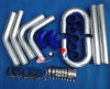Cars 2.25" Aluminum Universal Intercooler Turbo Piping Kit + Blue Hoses