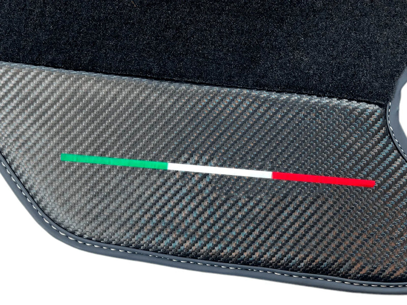 Ferrari F430 2004-2009 - Carpet, Carbon Fiber, Leather Black Floor Mats